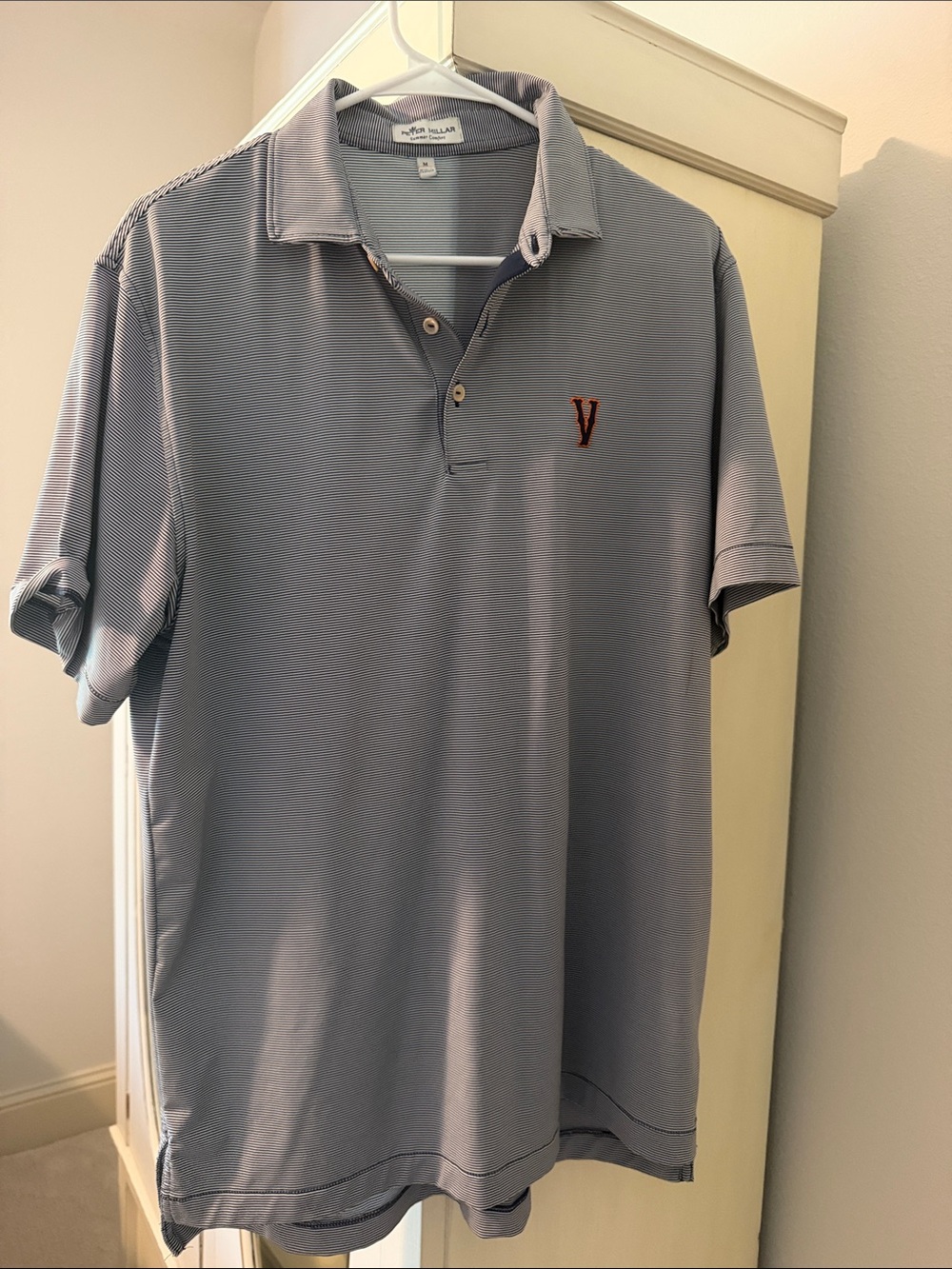 Peter Millar Sky Blue Short Sleeve Polo with Embroidered V